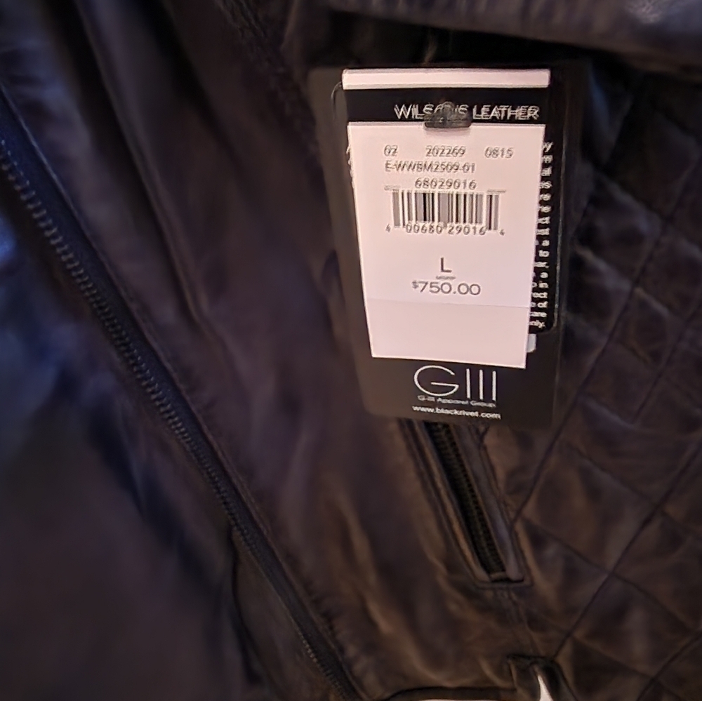 Black Rivet 100% Genuine Leather Jacket Large - Picture 6 of 7